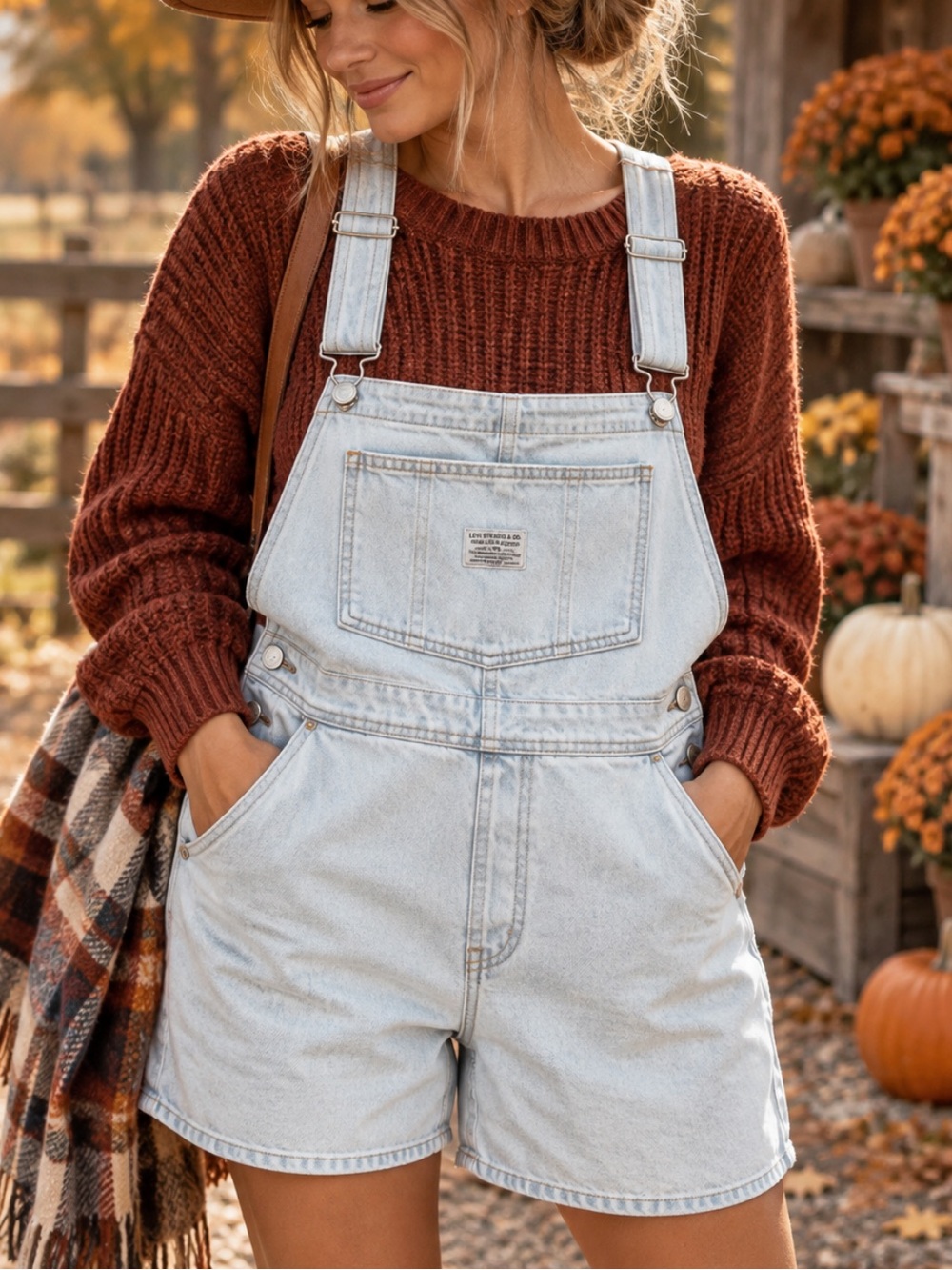 Levi’s Two Horse Brand Denim Shortalls Light Wash Overall Shorts
